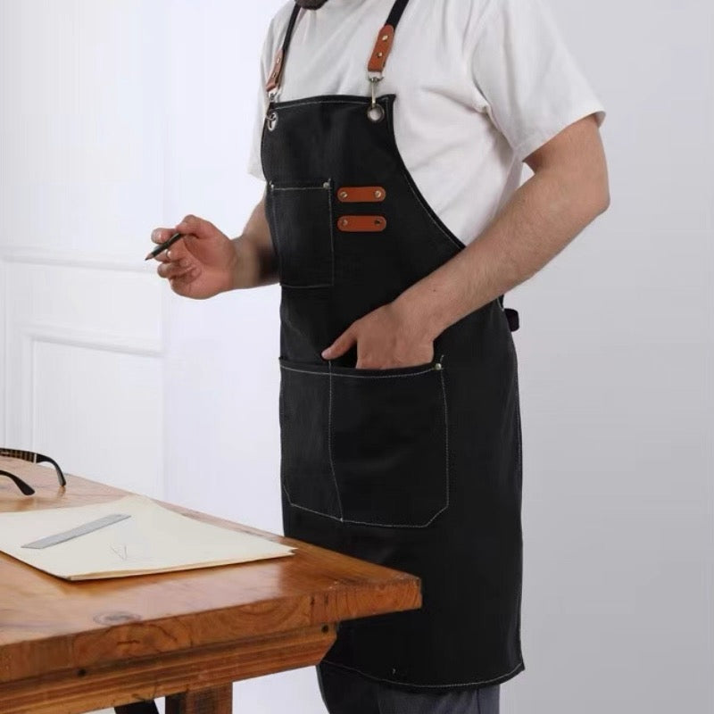 アート教室・カフェ・園芸エプロン・バーベキューシェフ・バリスタ・バーテンダー撥水エプロンKYS-006