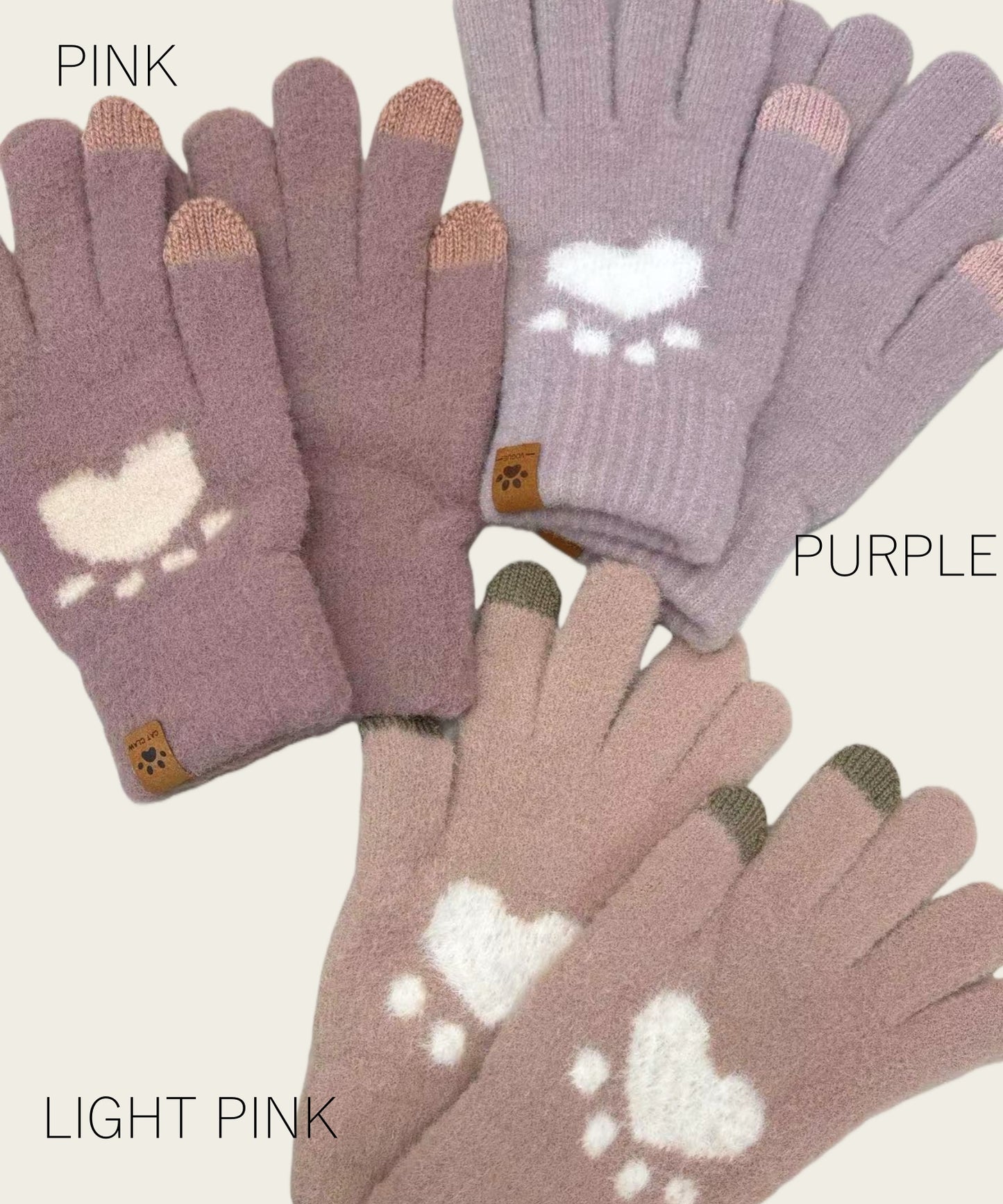 手袋 レディース メンズ スマホ対応 肉球デザイン ニット手袋 5本指 スマホタッチ対応 かわいい 防寒 冬小物KYS-009