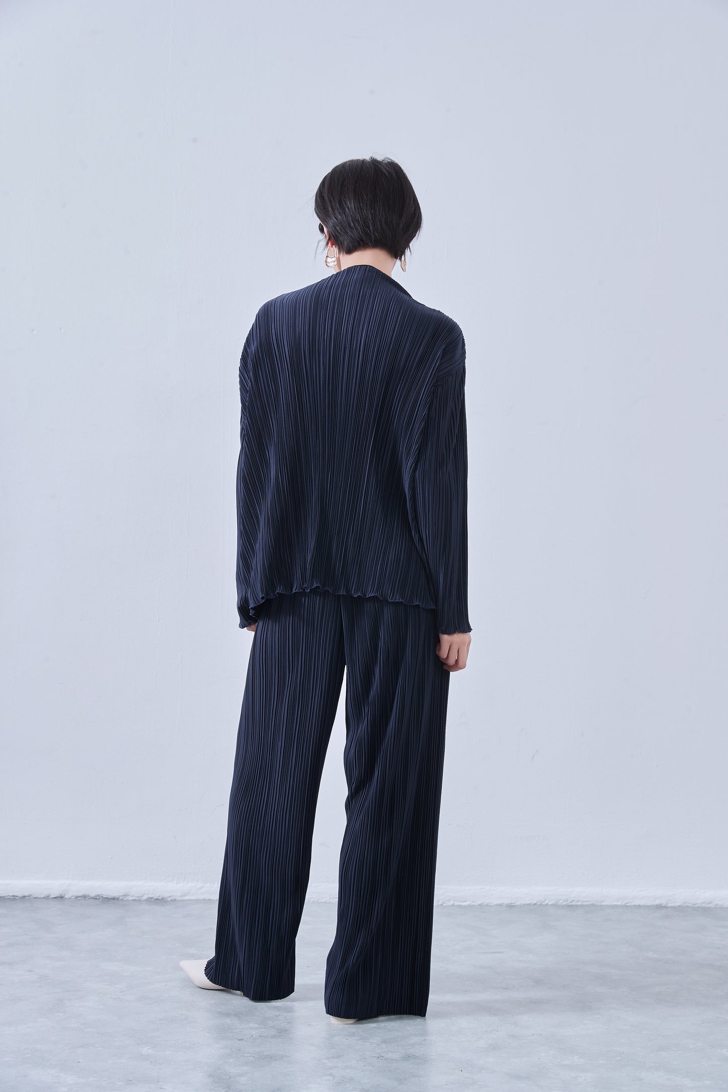KNNP365・プリーツ加工・カットソーワイドパンツ・セットアップ商品・アップサイクル・イージーパンツ