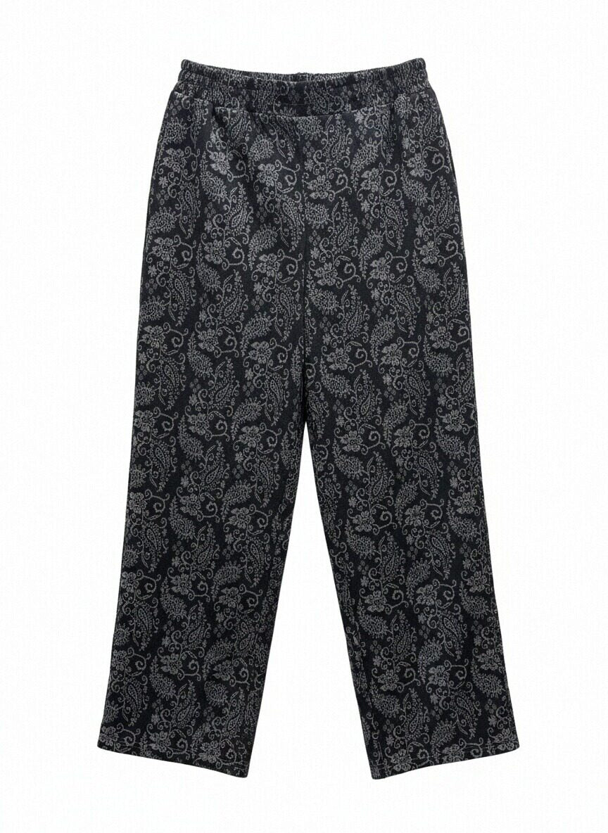KNR663P・ペイズリー柄起毛あったかワイドパンツ