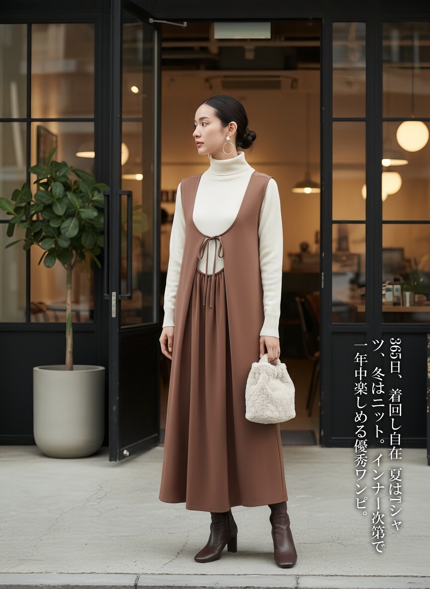 KNNO324・サテンドレープ2WAYジャンスカワンピース