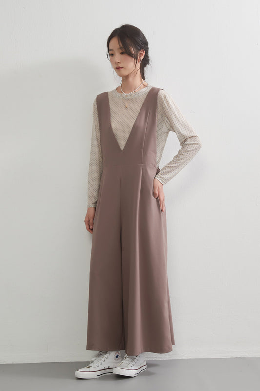 KNGP619・ワイドレッグリラックスジャンパーパンツ・つなぎ・サロペット