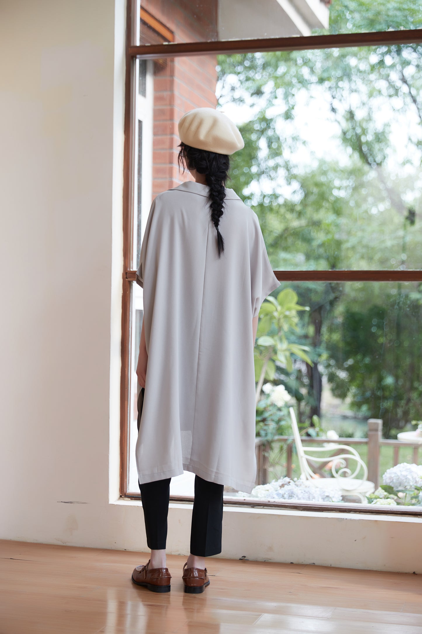 KNST352 - Loose fit skipper collar tunic top