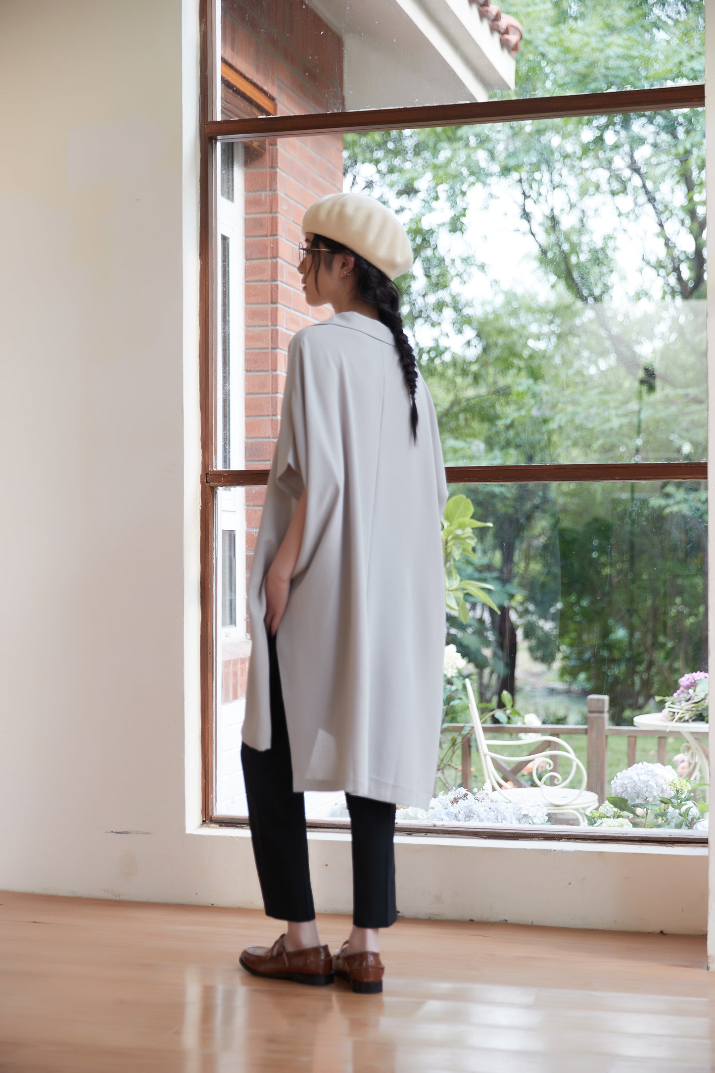KNST352 - Loose fit skipper collar tunic top