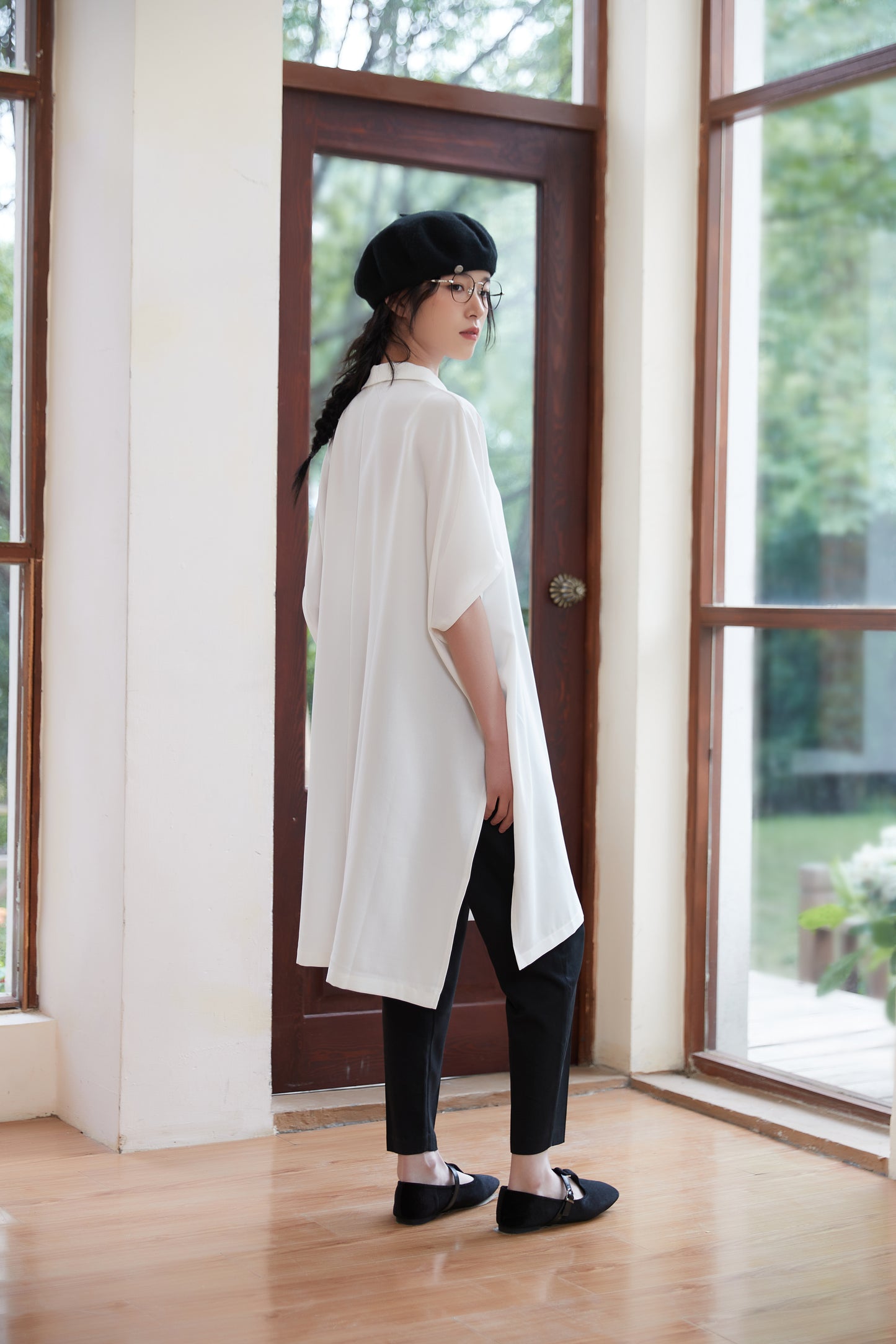 KNST352 - Loose fit skipper collar tunic top
