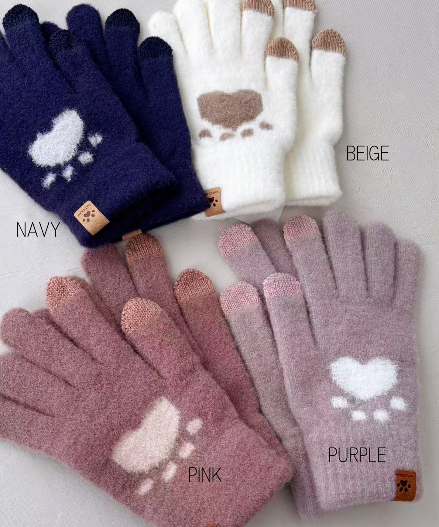 手袋 レディース メンズ スマホ対応 肉球デザイン ニット手袋 5本指 スマホタッチ対応 かわいい 防寒 冬小物KYS-009