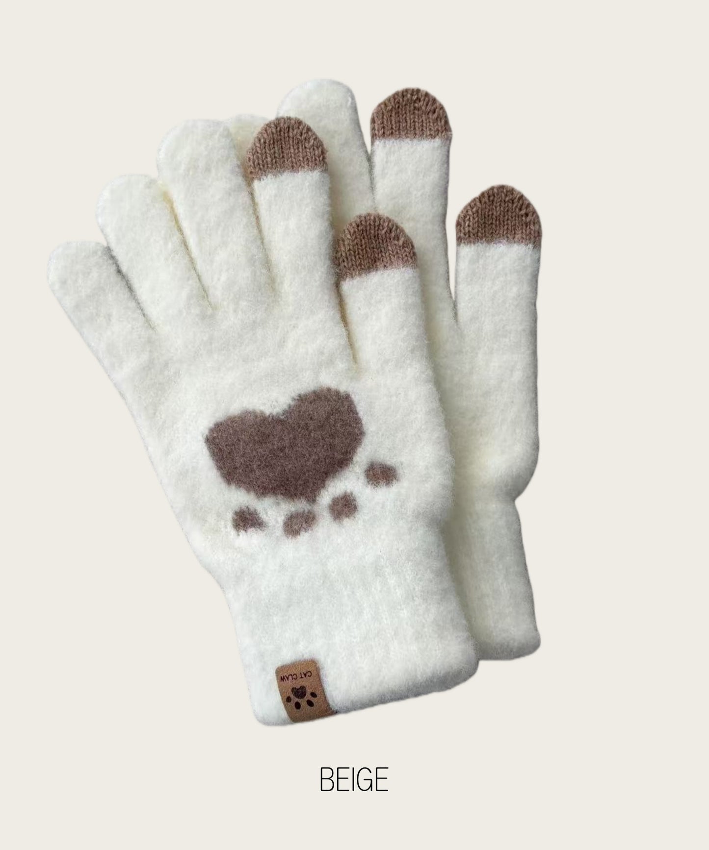 手袋 レディース メンズ スマホ対応 肉球デザイン ニット手袋 5本指 スマホタッチ対応 かわいい 防寒 冬小物KYS-009