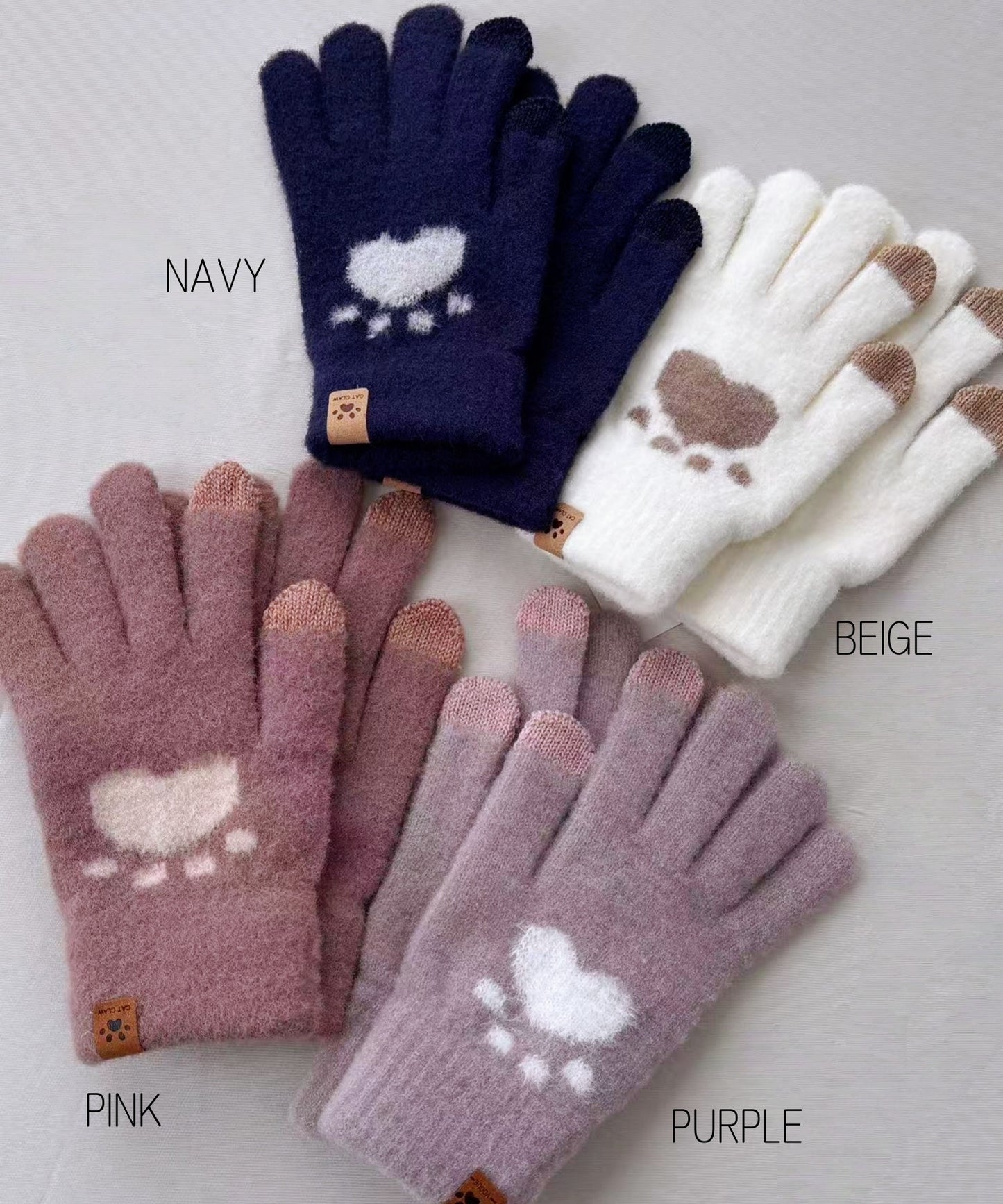 手袋 レディース メンズ スマホ対応 肉球デザイン ニット手袋 5本指 スマホタッチ対応 かわいい 防寒 冬小物KYS-009