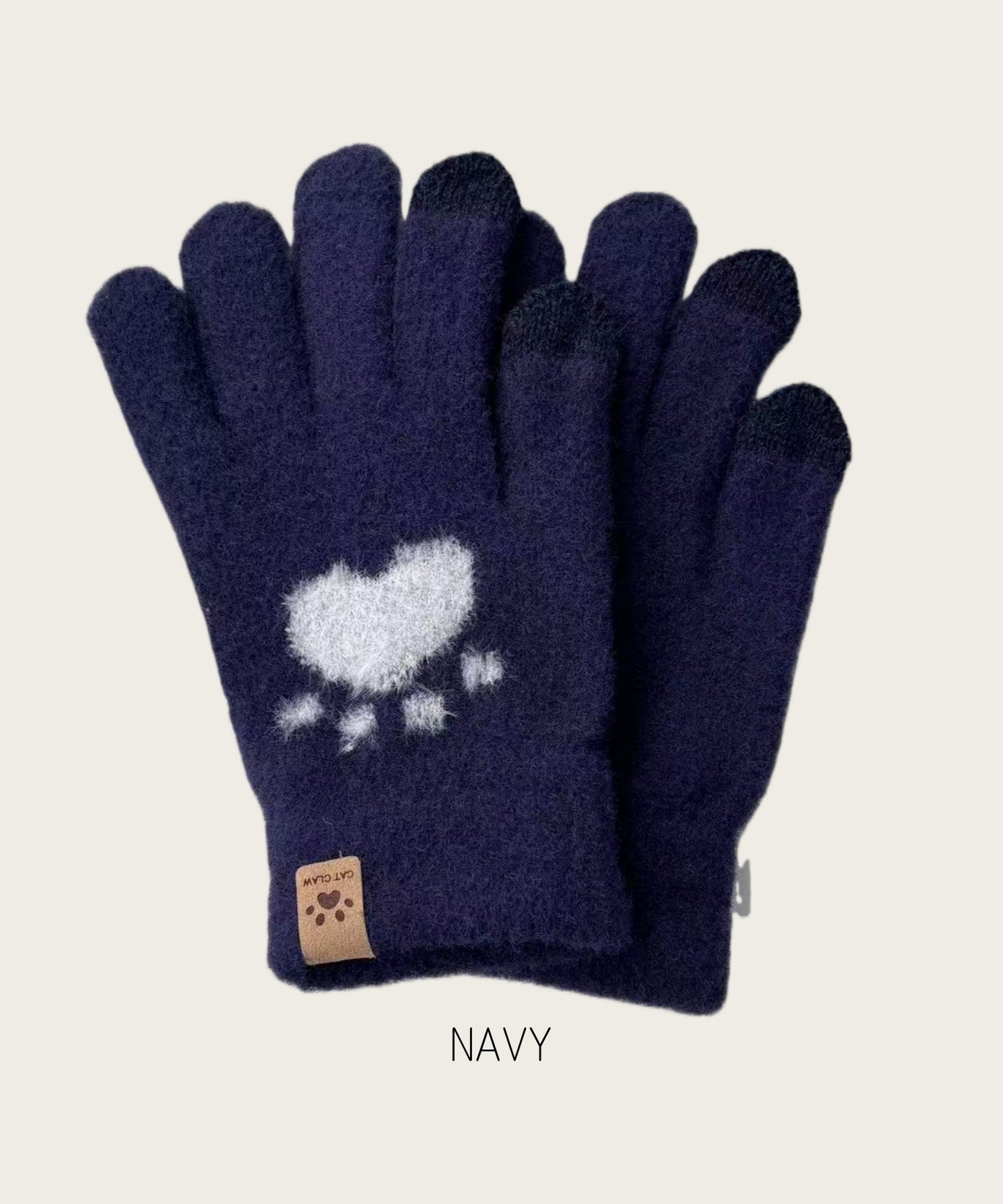 手袋 レディース メンズ スマホ対応 肉球デザイン ニット手袋 5本指 スマホタッチ対応 かわいい 防寒 冬小物KYS-009