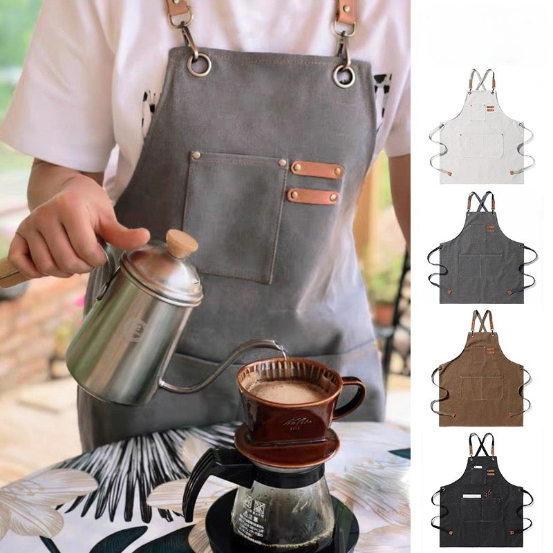 アート教室・カフェ・園芸エプロン・バーベキューシェフ・バリスタ・バーテンダー撥水エプロンKYS-006