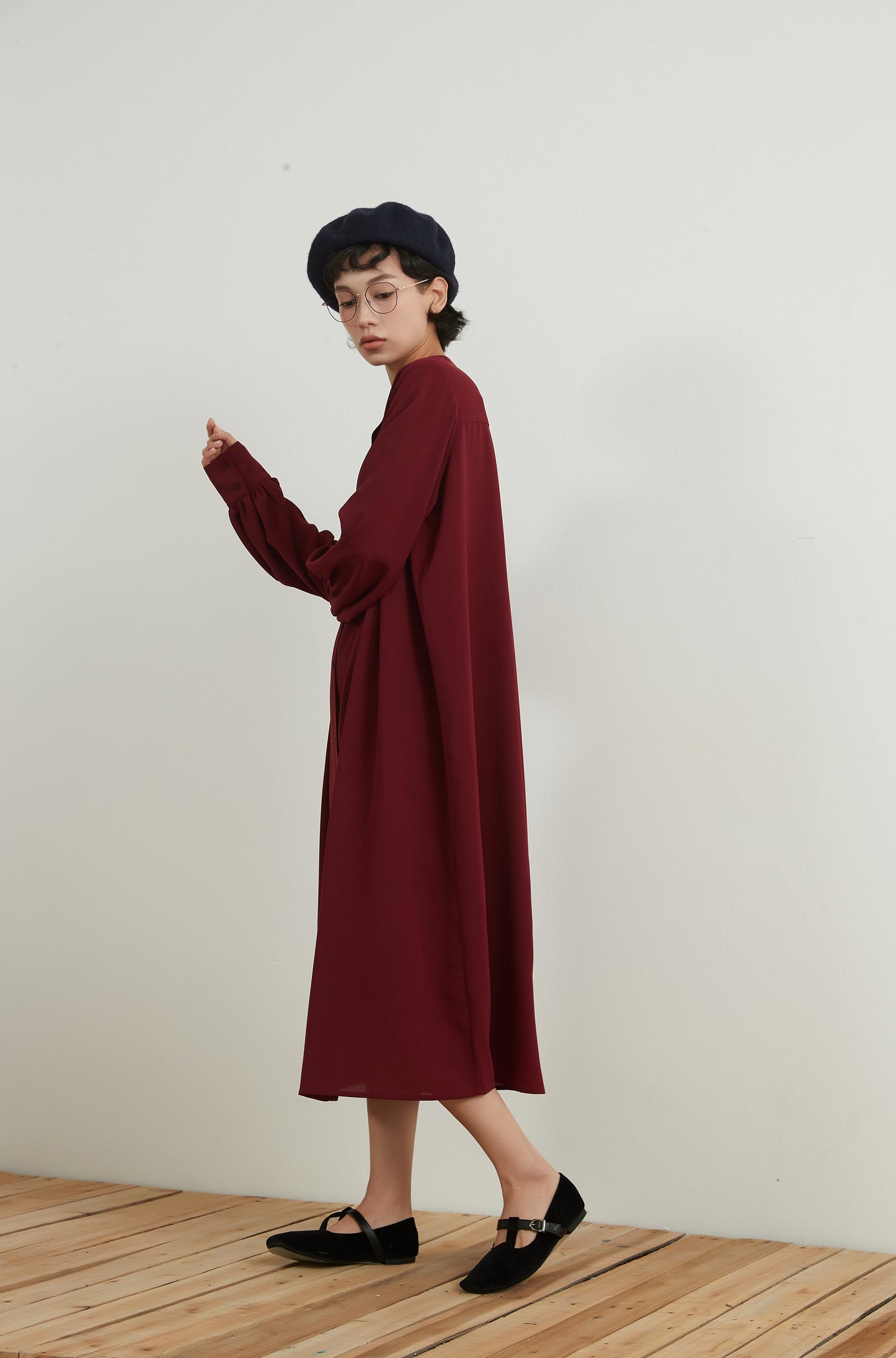 KNNO303・長袖シャツワンピース・羽織り・ロングカーディガン・秋ワンピ