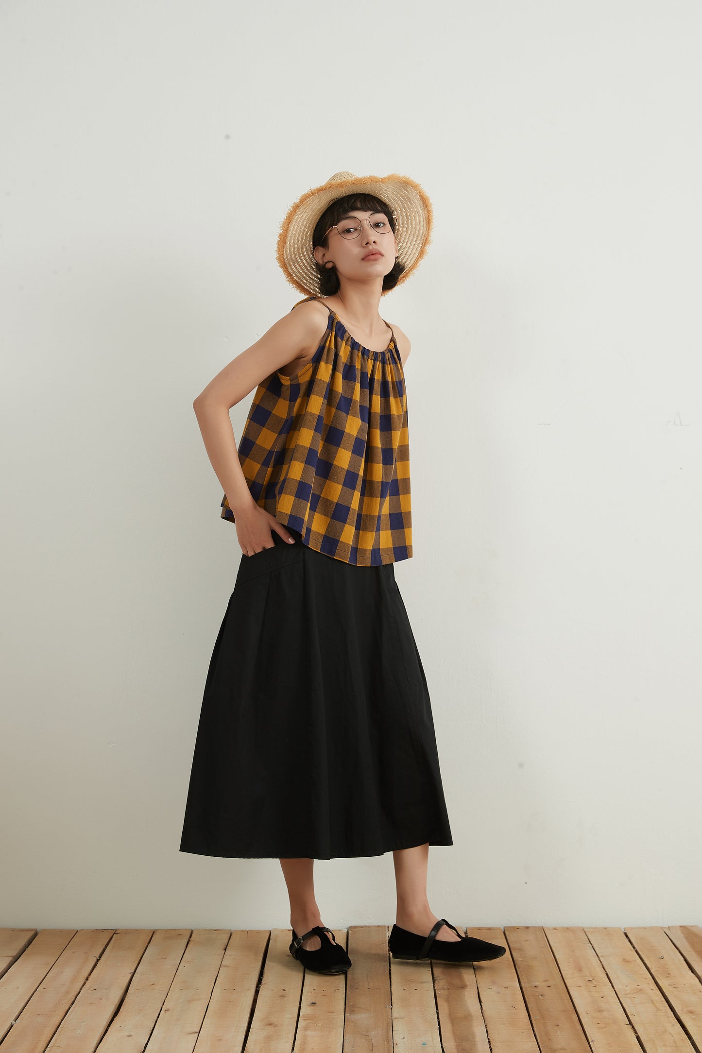 KNNS332・ビッグポケットコットン100%スカートBIG POCKETS COTTON SKIRT