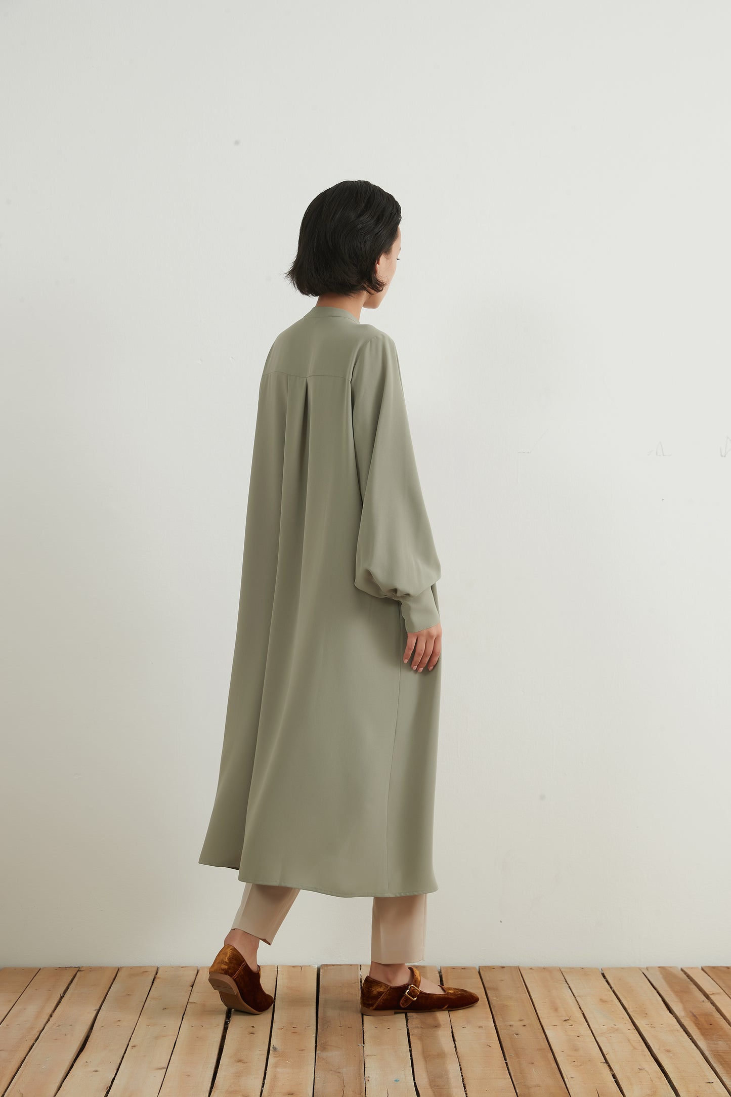 KNNO303・長袖シャツワンピース・羽織り・ロングカーディガン・秋ワンピ
