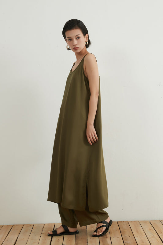 STRING STRAP RAYON CAMI DRESS Rayon camisole dress