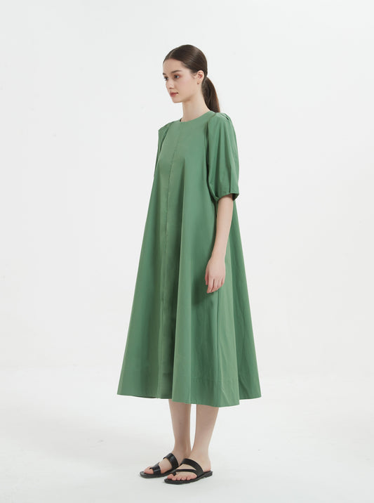 PUFFSLEEVE A-LINE COTTON DRESS
