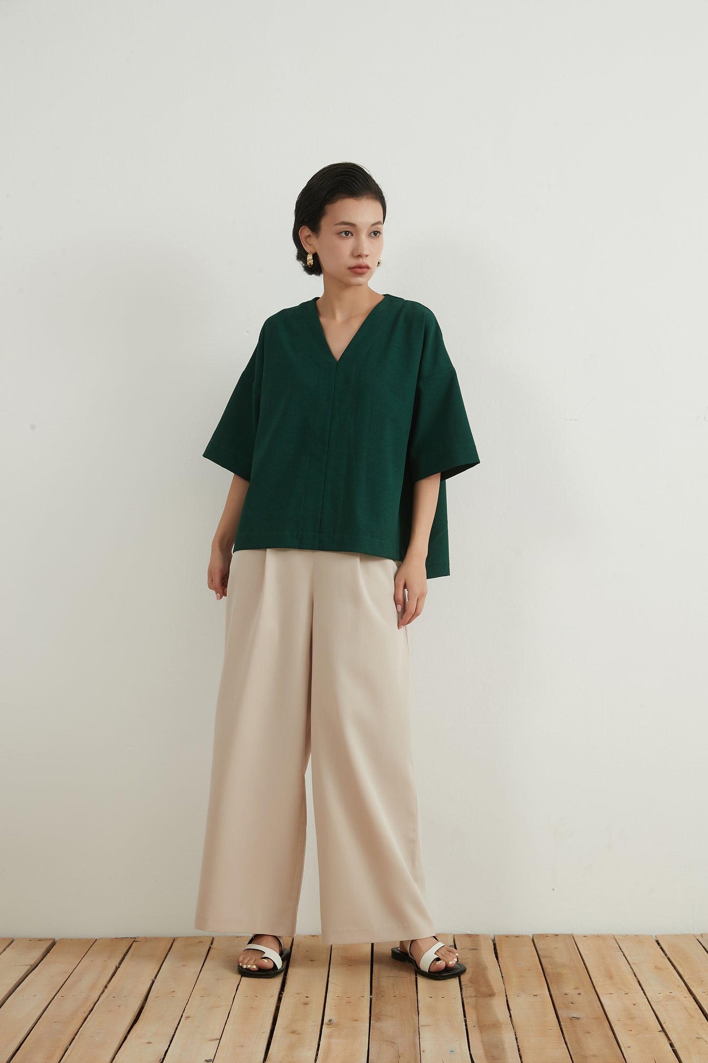 CENTER SEAM SHORT SLEEVE TOP スラブ風速乾性センターシーム半袖トップ