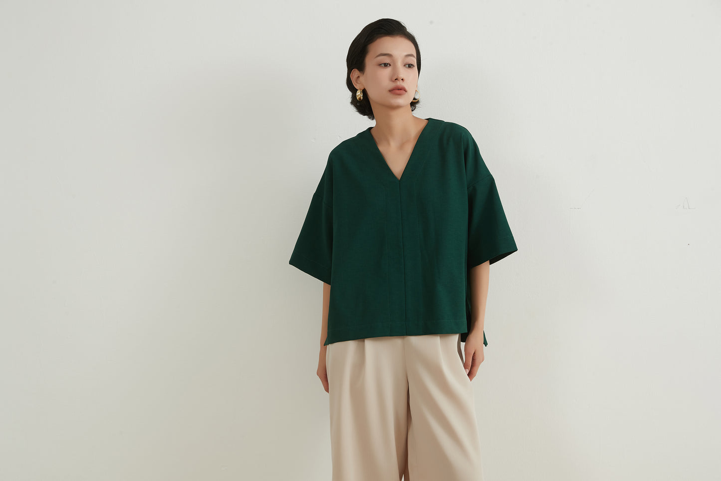 CENTER SEAM SHORT SLEEVE TOP スラブ風速乾性センターシーム半袖トップ