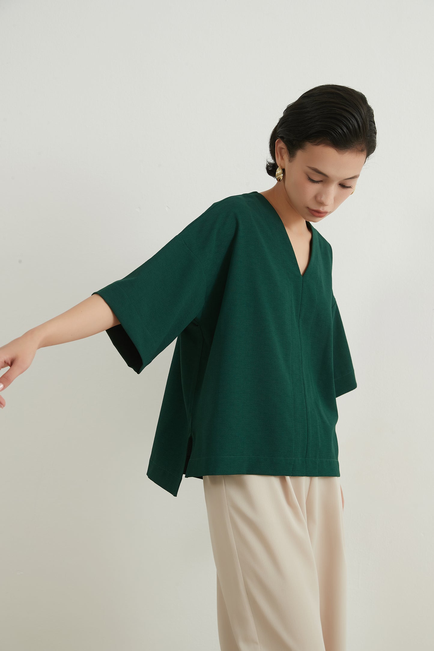 CENTER SEAM SHORT SLEEVE TOP スラブ風速乾性センターシーム半袖トップ