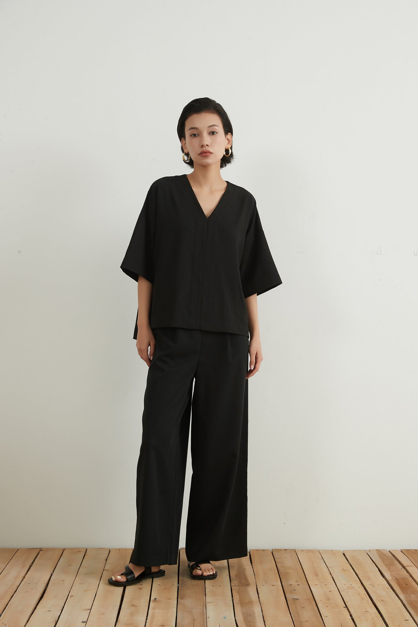 CENTER SEAM SHORT SLEEVE TOP スラブ風速乾性センターシーム半袖トップ