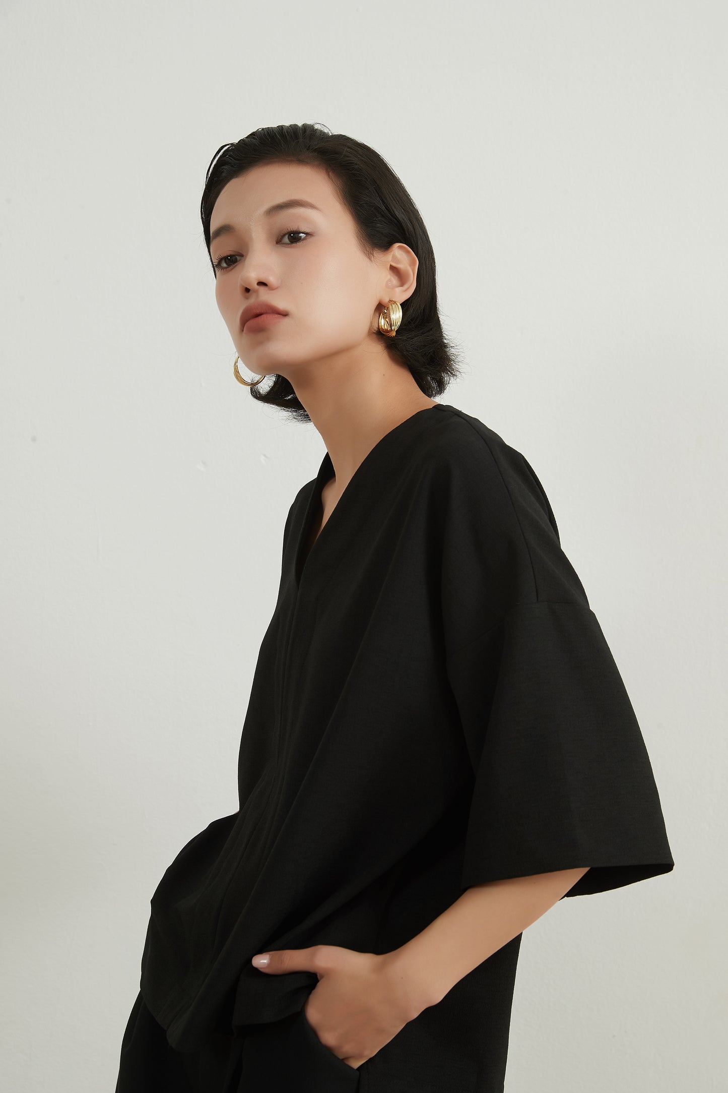 CENTER SEAM SHORT SLEEVE TOP スラブ風速乾性センターシーム半袖トップ