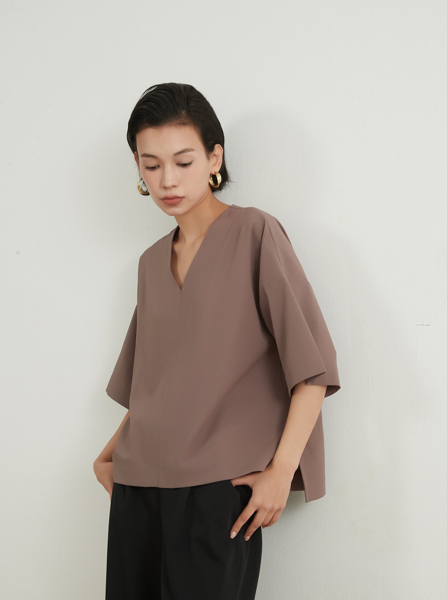 CENTER SEAM SHORT SLEEVE TOP スラブ風速乾性センターシーム半袖トップ