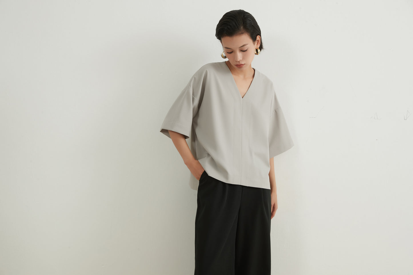 CENTER SEAM SHORT SLEEVE TOP スラブ風速乾性センターシーム半袖トップ