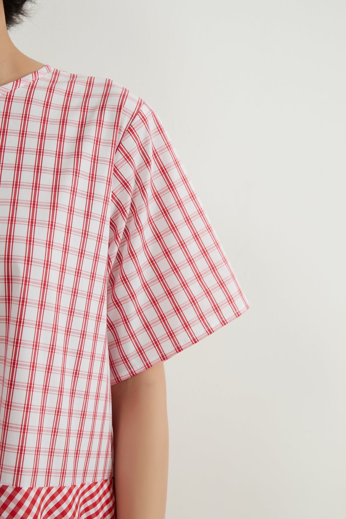 WOVEN CHECK PANEL DRESS チェックパネルワンピース/ドレス