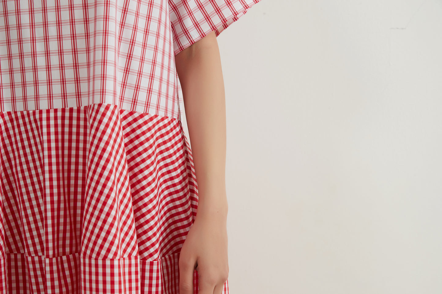 WOVEN CHECK PANEL DRESS チェックパネルワンピース/ドレス