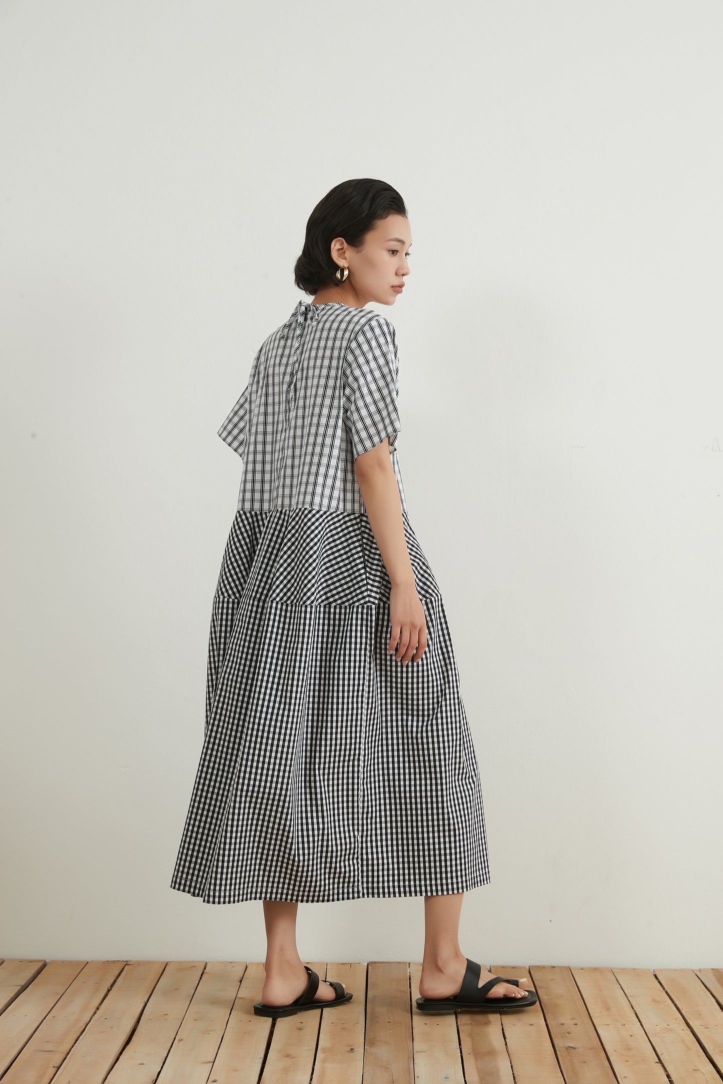 WOVEN CHECK PANEL DRESS チェックパネルワンピース/ドレス
