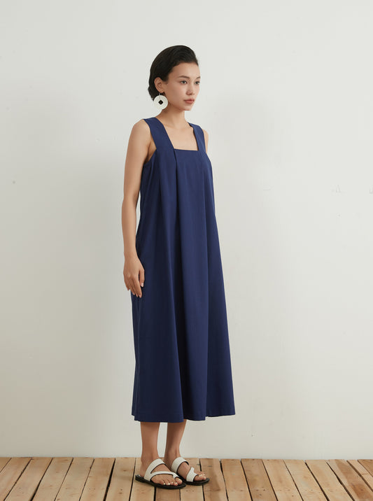 LINEN MIX SLEEVELESS DRESS Linen mix sleeveless dress