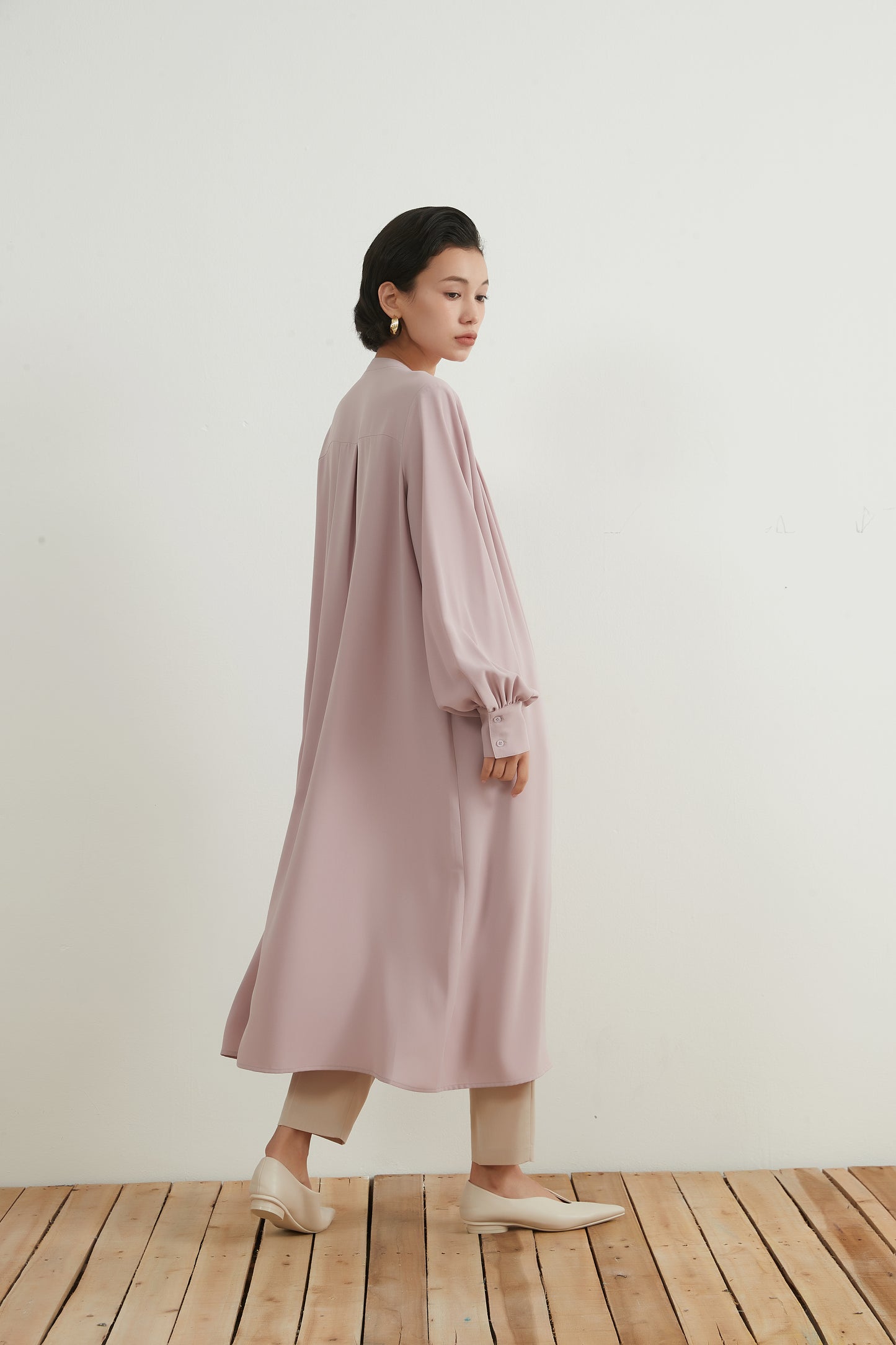 KNNO303・長袖シャツワンピース・羽織り・ロングカーディガン・秋ワンピ