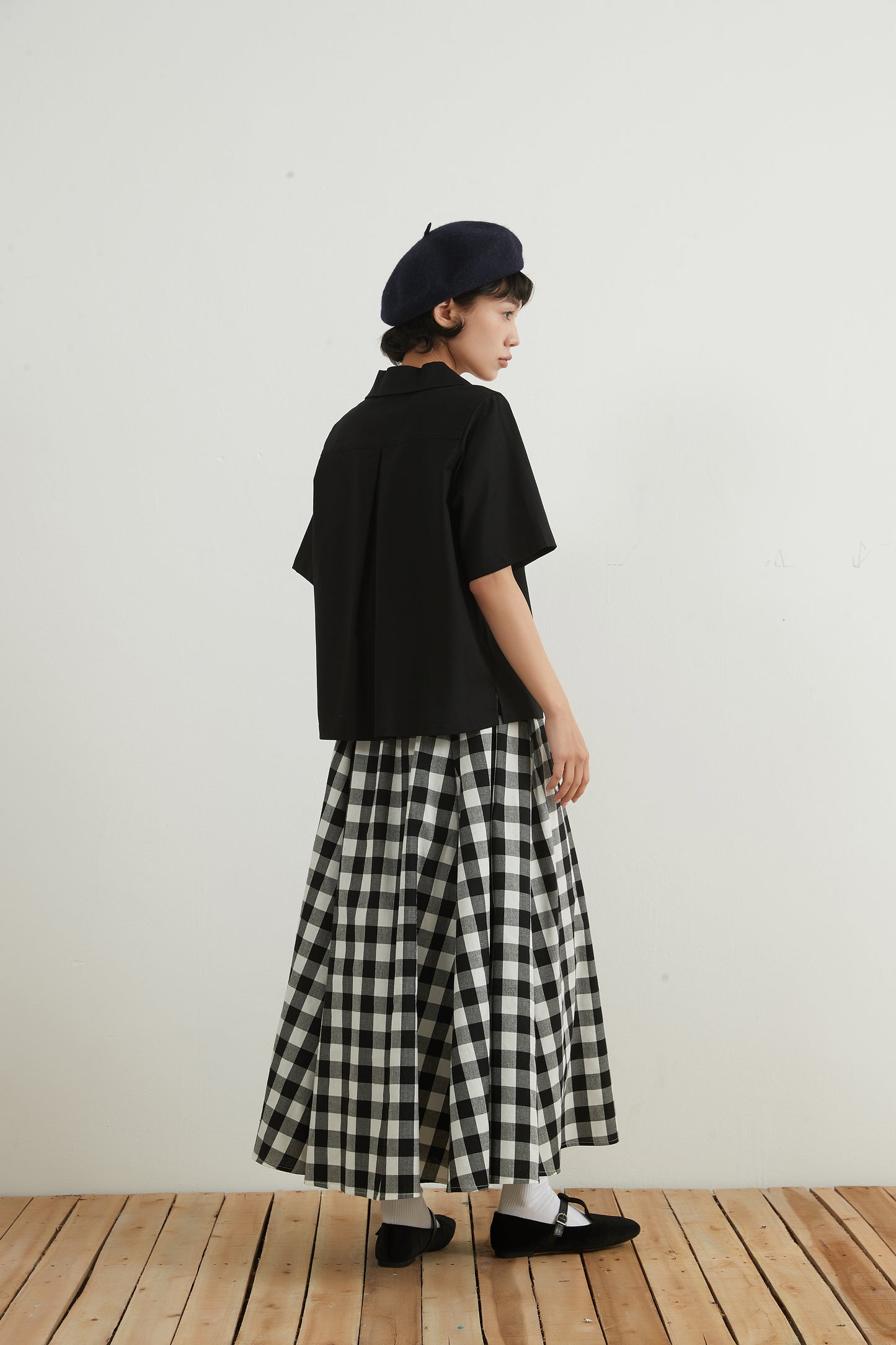 KNNC316・リネンコットンキャンプカラー半袖ボタンシャツ綿麻混夏定番トップス