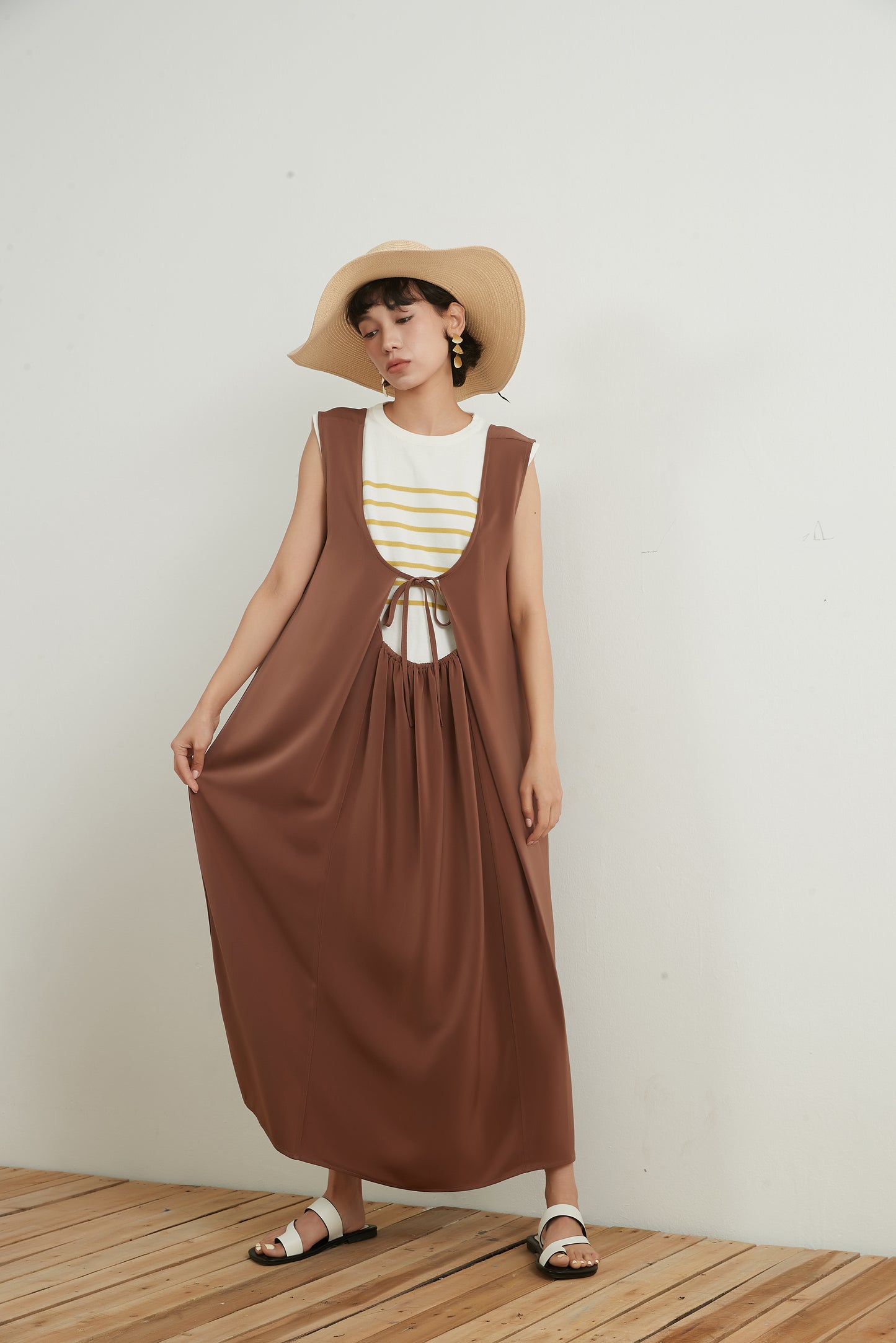 KNNO324・サテンドレープ2WAYジャンスカワンピース
