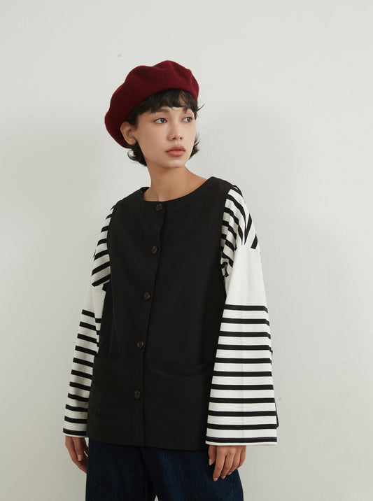 KNNV302・2WAYマルチポケットベスト綿ナイロンポケットたくさん便利ジレアウター