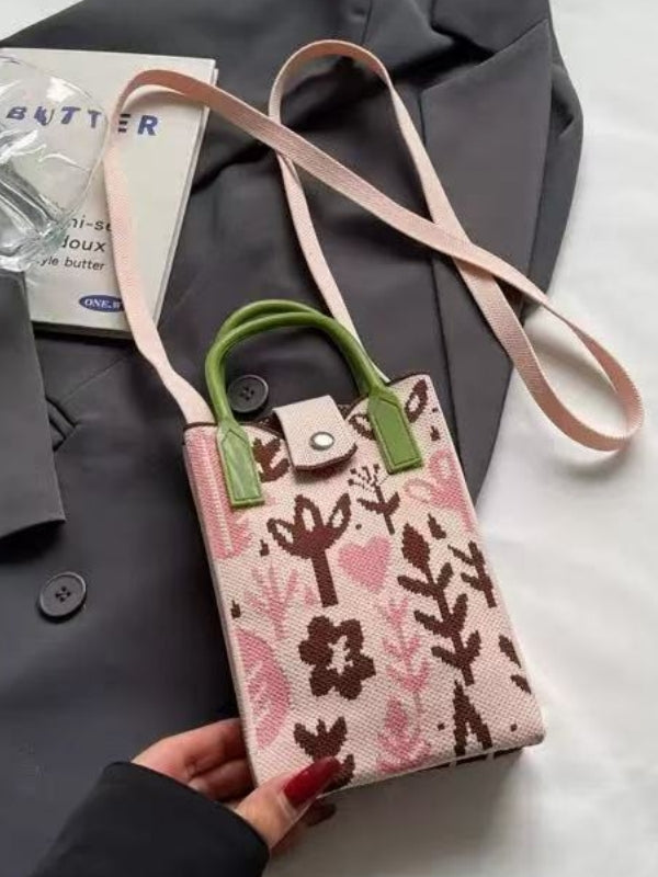 KYS-503・スマホショルダーポーチ・リーフ柄ジャガードポシェット