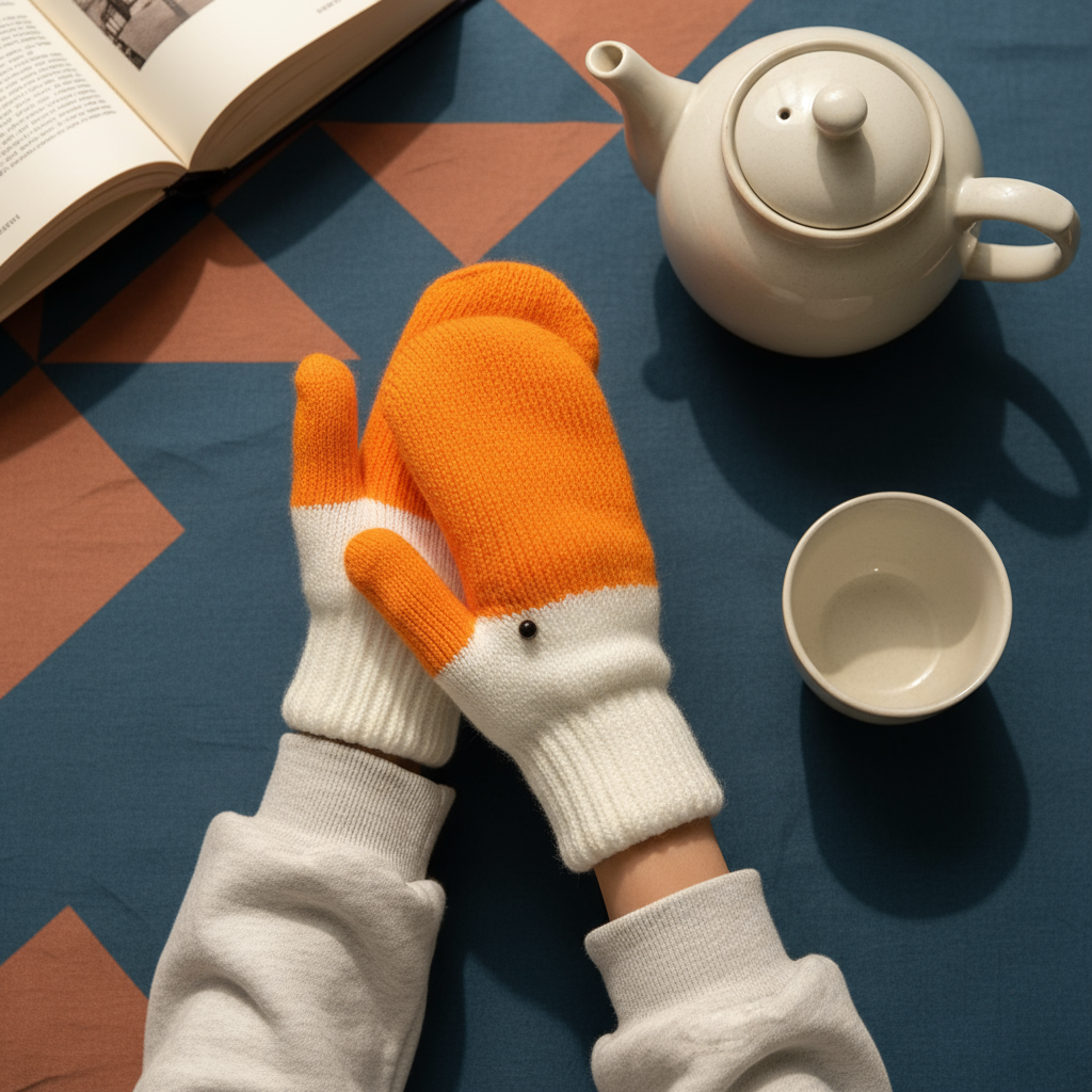 ガチョウ 手袋 レディース メンズ 冬 ニット グローブ 防寒 暖かい 面白い アニマル デザイン ペア おそろい プレゼントKYS-007