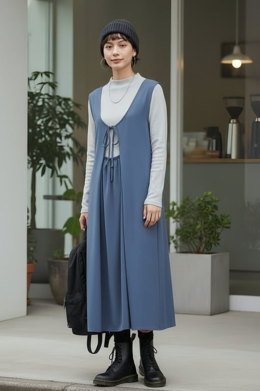 KNNO324・サテンドレープ２WAYジャンスカワンピース