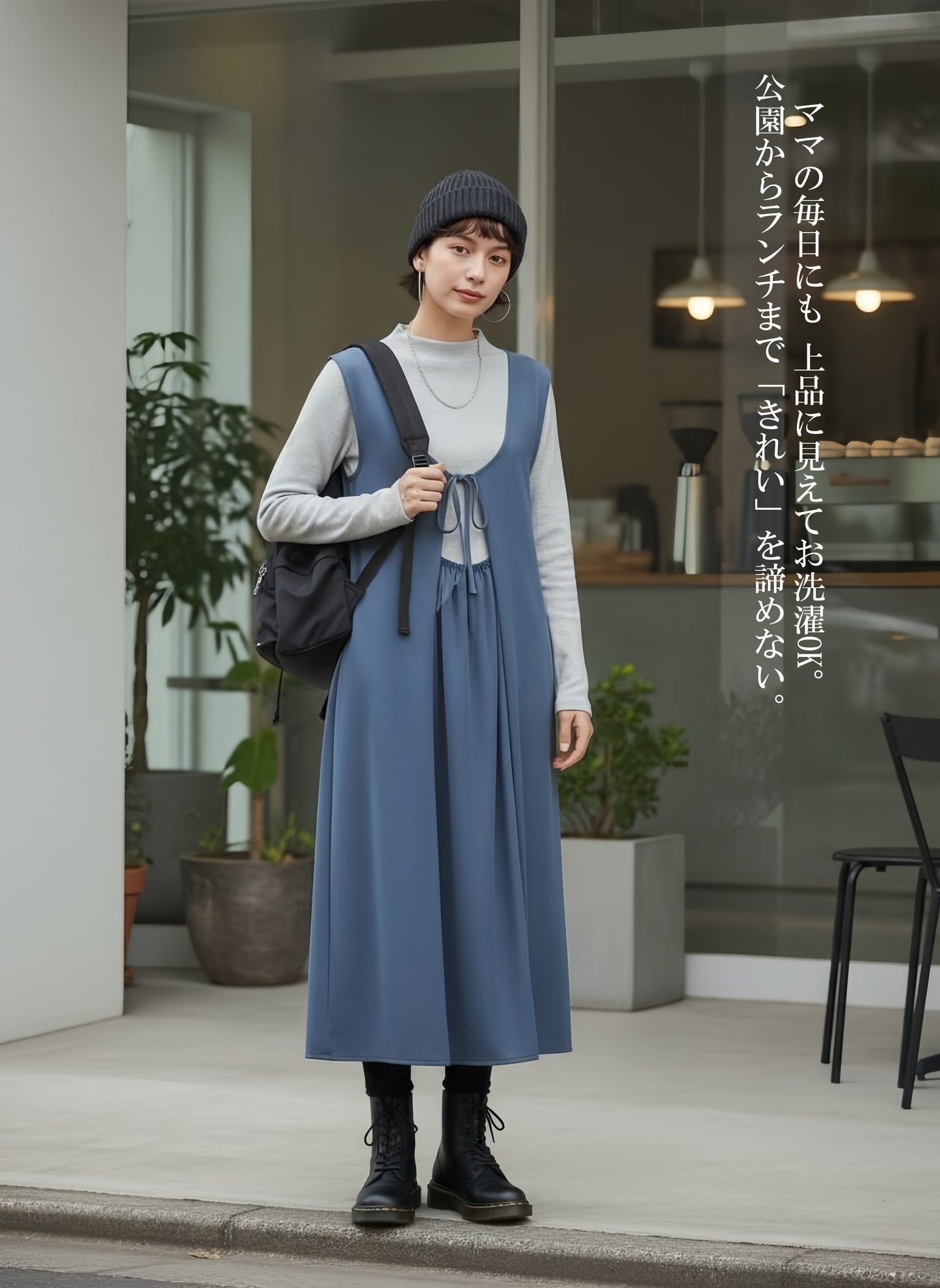 KNNO324・サテンドレープ２WAYジャンスカワンピース