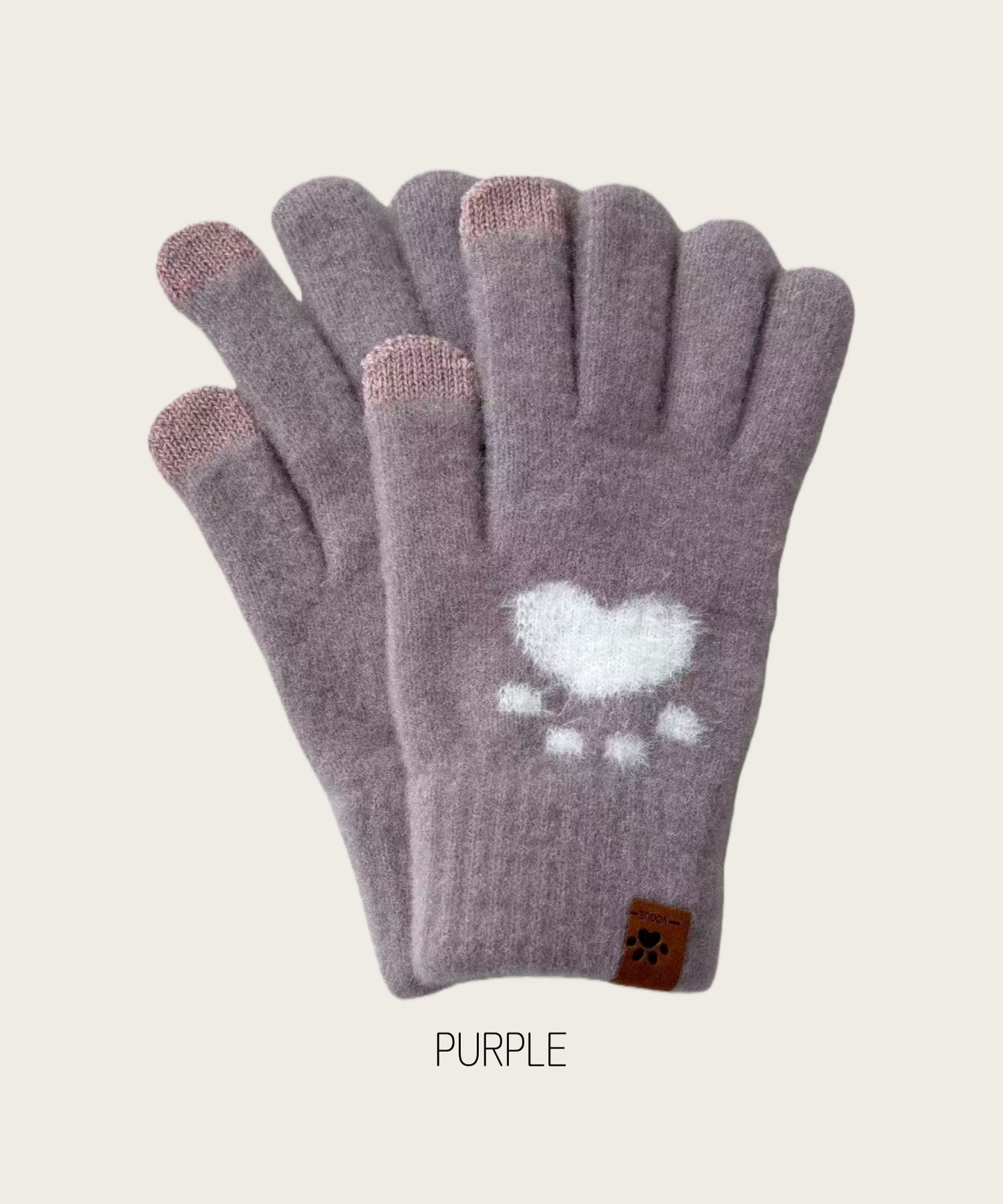 手袋 レディース メンズ スマホ対応 肉球デザイン ニット手袋 5本指 スマホタッチ対応 かわいい 防寒 冬小物KYS-009