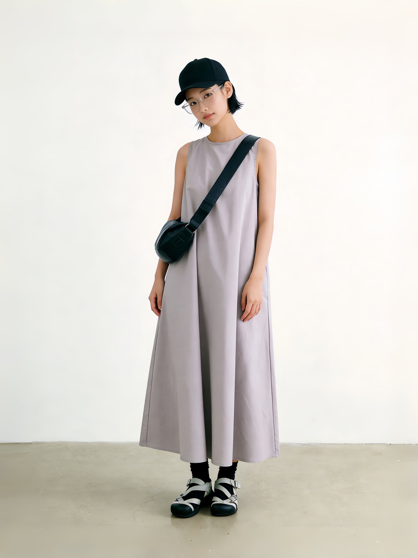 KNNO322/368・麻混・ジャンパースカート・バックデザイン＆Aラインマキシワンピース