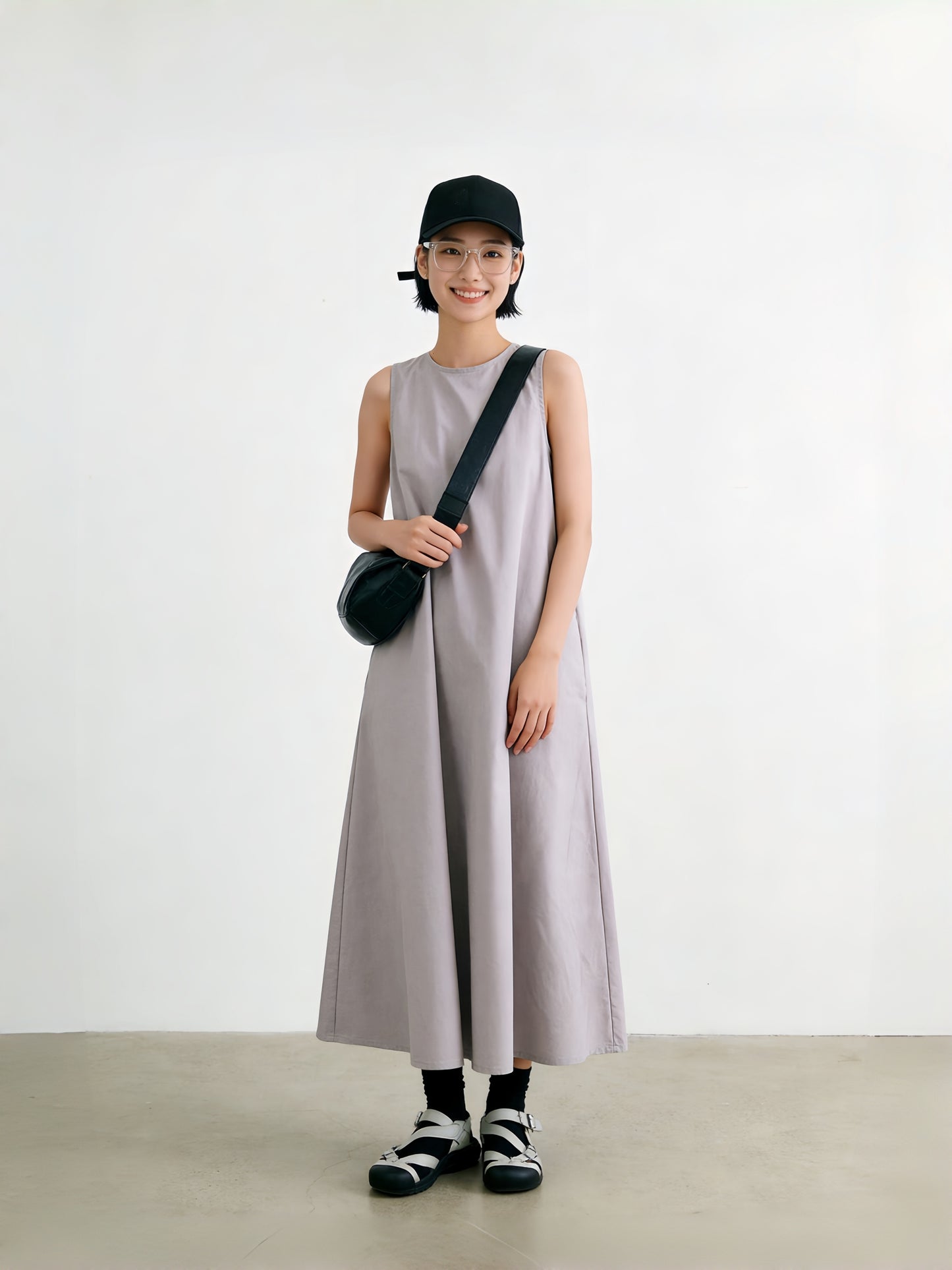 KNNO322/368・麻混・ジャンパースカート・バックデザイン＆Aラインマキシワンピース