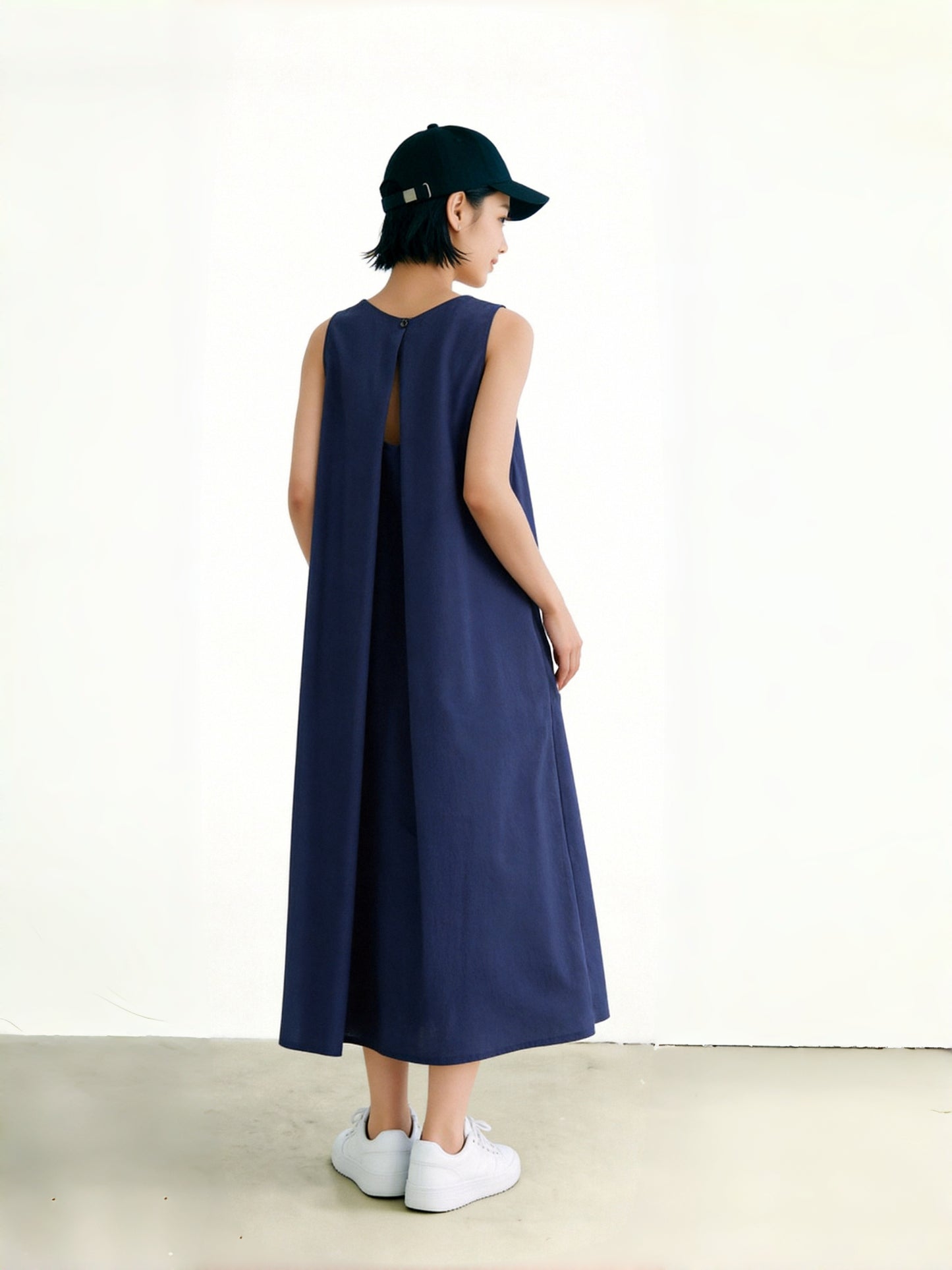 KNNO322/368・麻混・ジャンパースカート・バックデザイン＆Aラインマキシワンピース