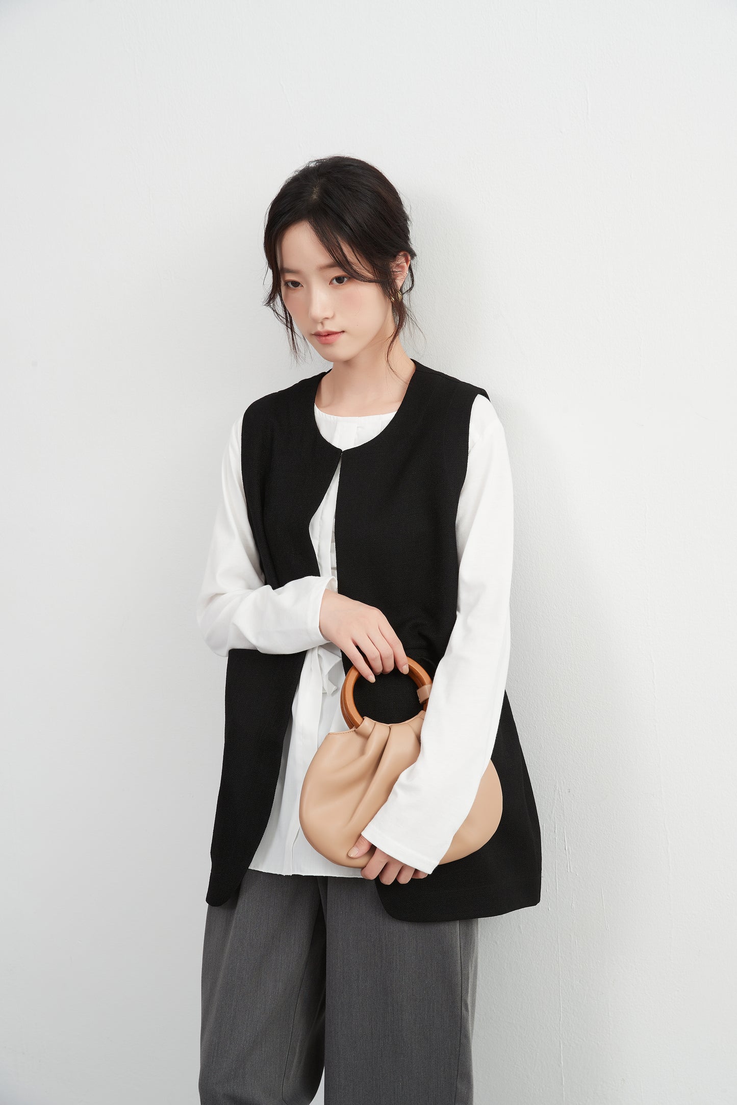 KNXJ509 - No-collar vest, neat and comfortable vest, with pockets for casual office wear