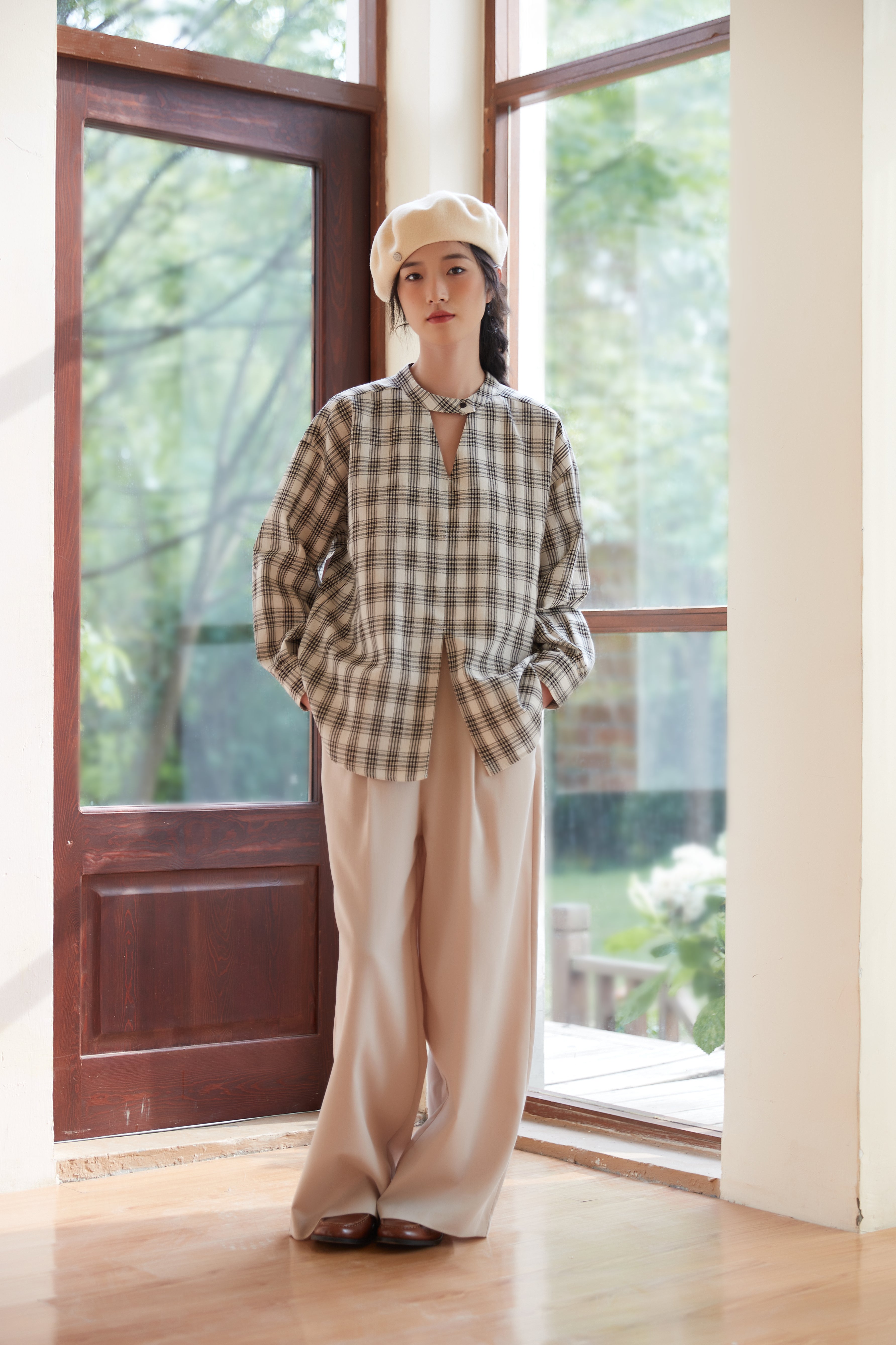 グラフペーパーTencel Check Shirt Dress チェックワンピ - ロング ...