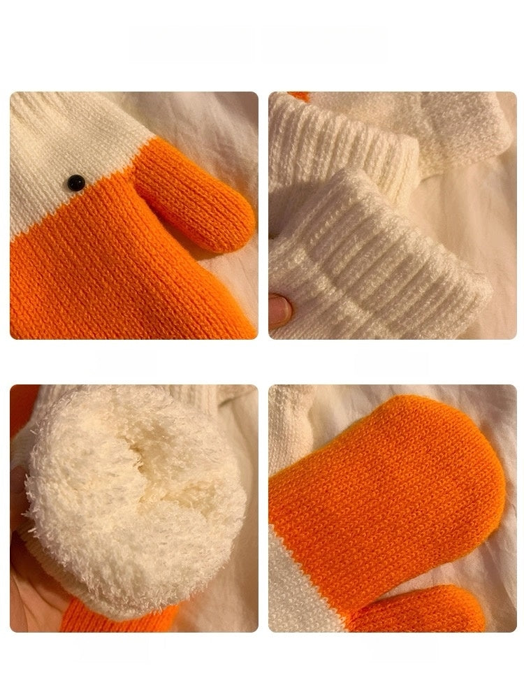 ガチョウ 手袋 レディース メンズ 冬 ニット グローブ 防寒 暖かい 面白い アニマル デザイン ペア おそろい プレゼントKYS-007