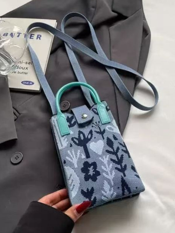 KYS-503・スマホショルダーポーチ・リーフ柄ジャガードポシェット