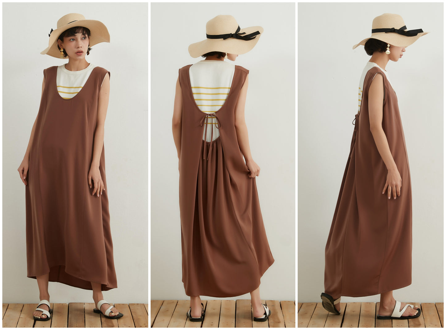 KNNO324・サテンドレープ２WAYジャンスカワンピース