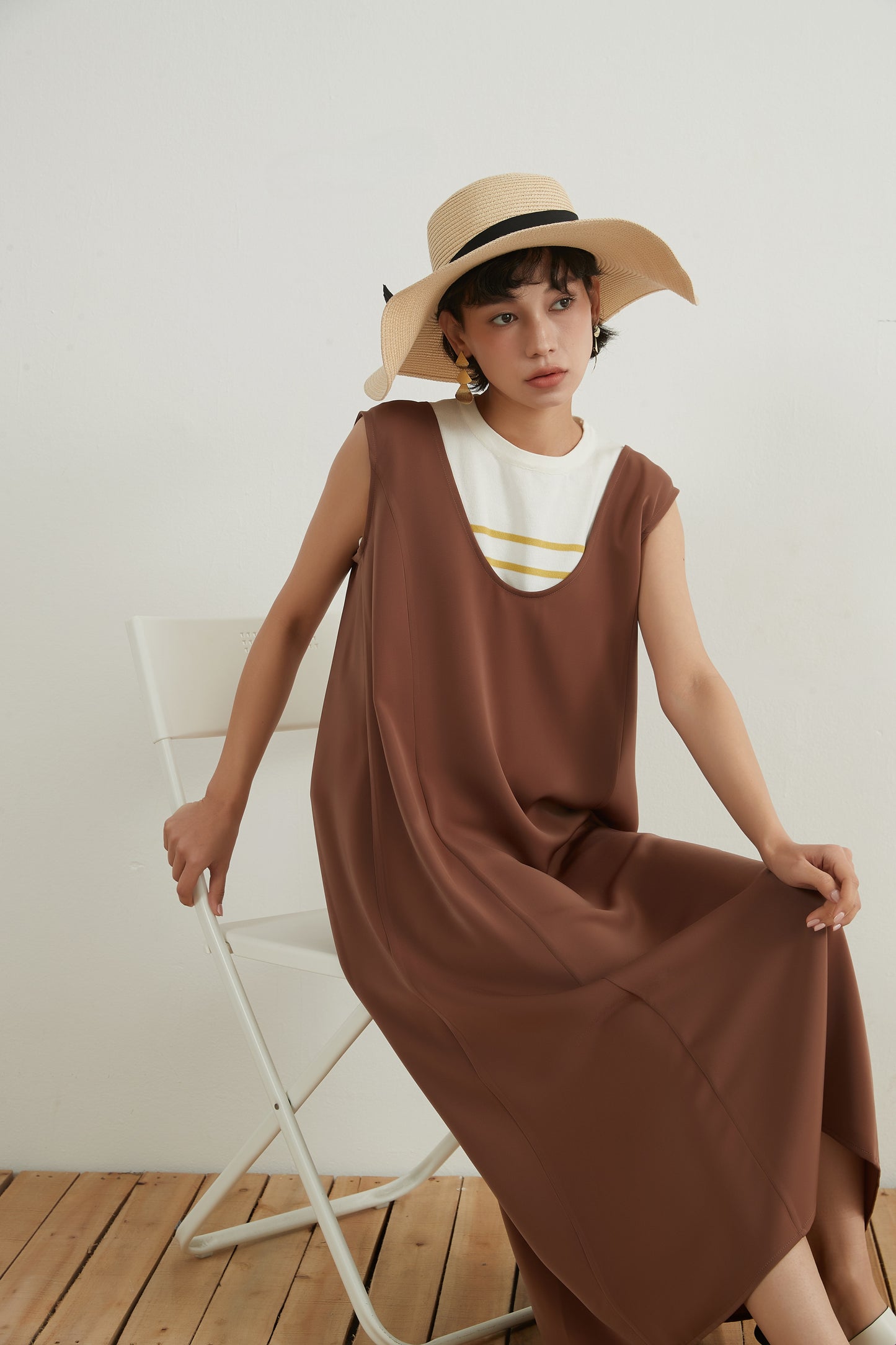 KNNO324・サテンドレープ２WAYジャンスカワンピース