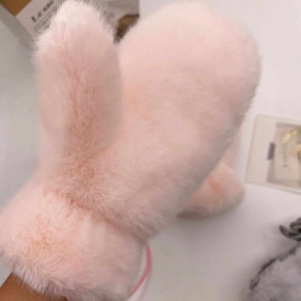 手袋 レディース ミトン うさぎ付き フェイクファー モコモコ 裏起毛 防寒 かわいい 暖かい おしゃれ 冬小物 プレゼントKYS-010
