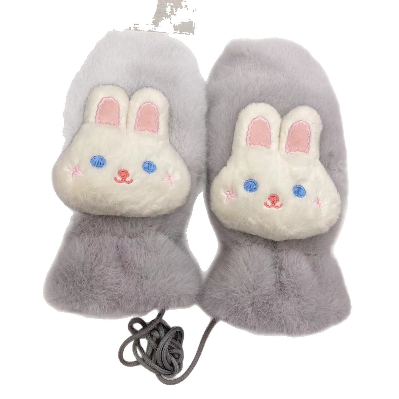 手袋 レディース ミトン うさぎ付き フェイクファー モコモコ 裏起毛 防寒 かわいい 暖かい おしゃれ 冬小物 プレゼントKYS-010